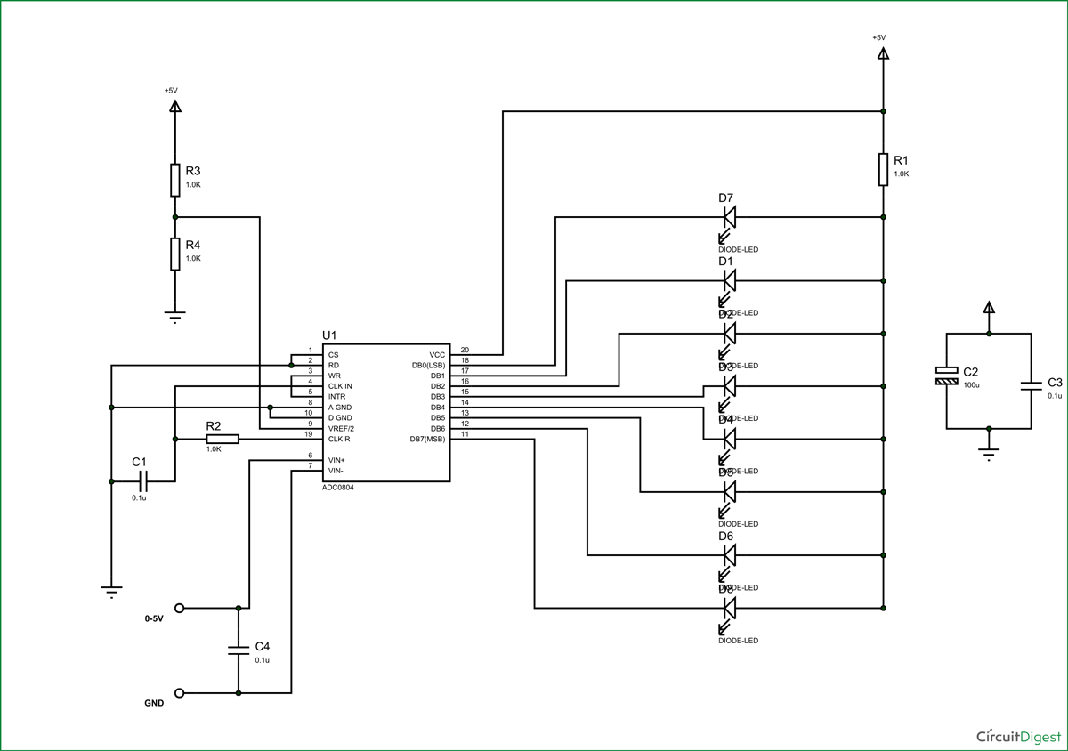 ADC0804 Introduction Circuit Diagram