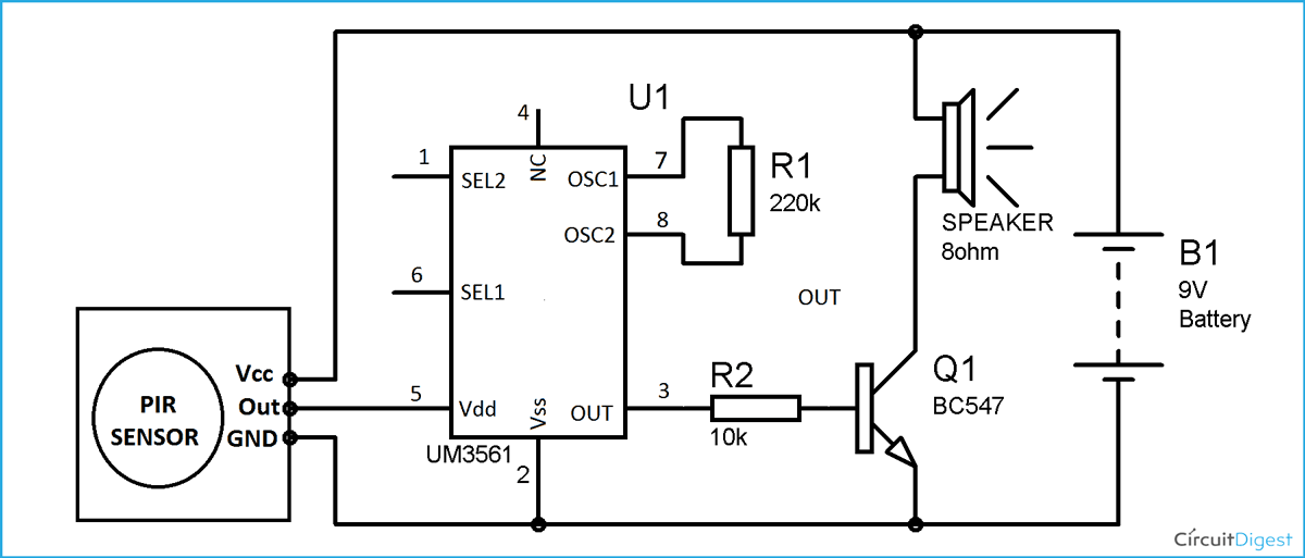 Burglar Alarm Project with Circuit Diagram
