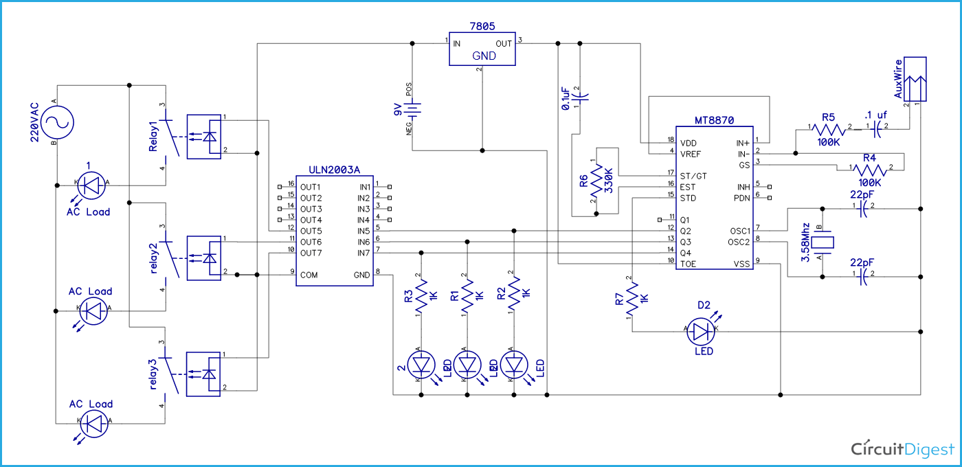 Dtmf Based Home Automation Project With Circuit Diagram