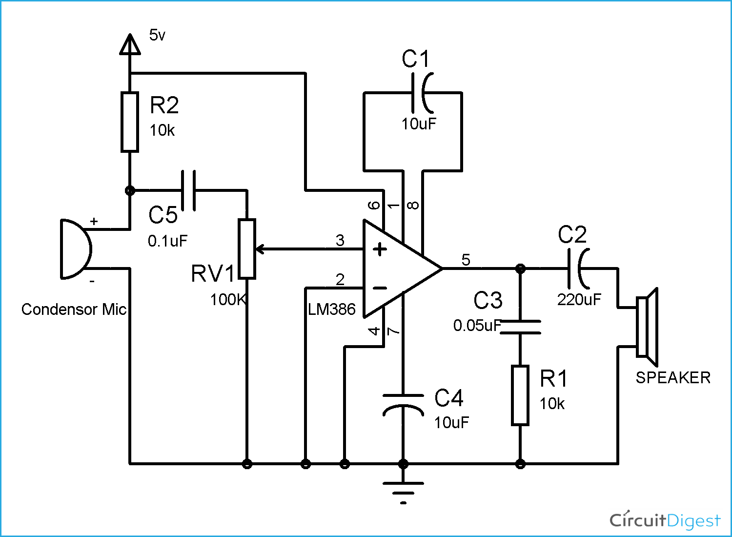 LM386 Audio Amplifier Circuit Diagram
