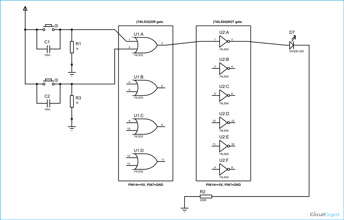 NOR Gate Circuit Diagram & Working Explanation