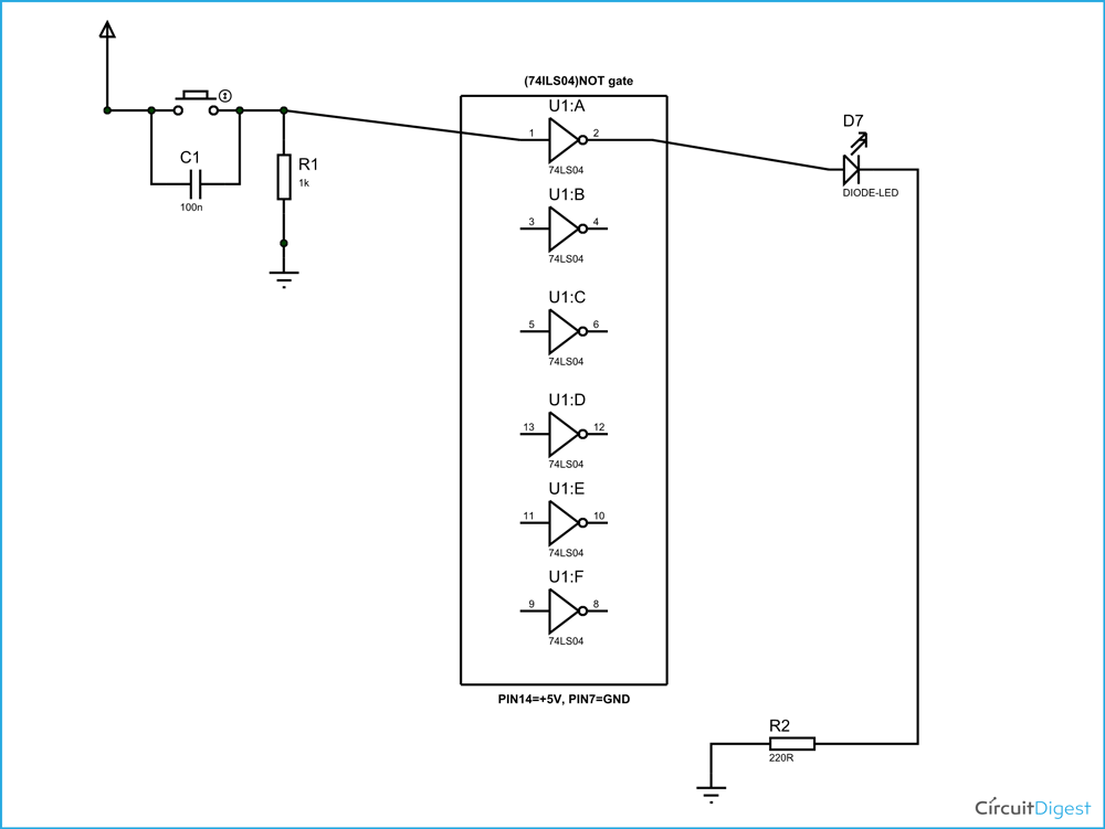 NOT Gate Circuit Diagram and Working Explanation