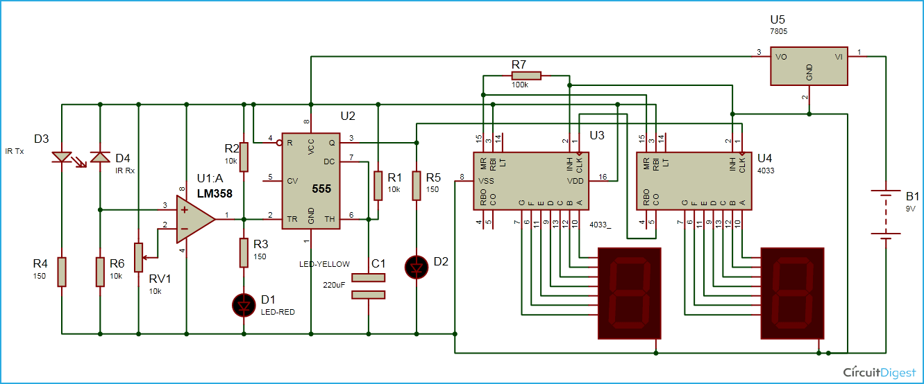2 Digit Object Counter Circuit Diagram Using Ic 555  U0026 Lm358