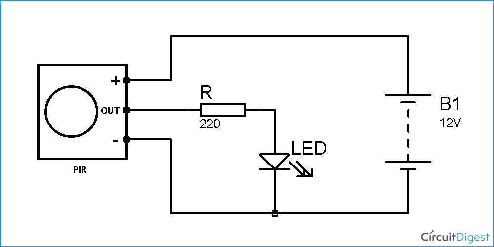 PIR Motion Detector/Sensor Circuit Diagram