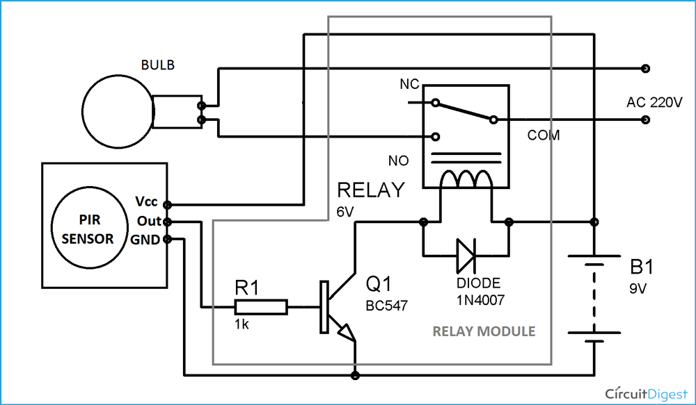 Pir Sensor Circuit Diagram