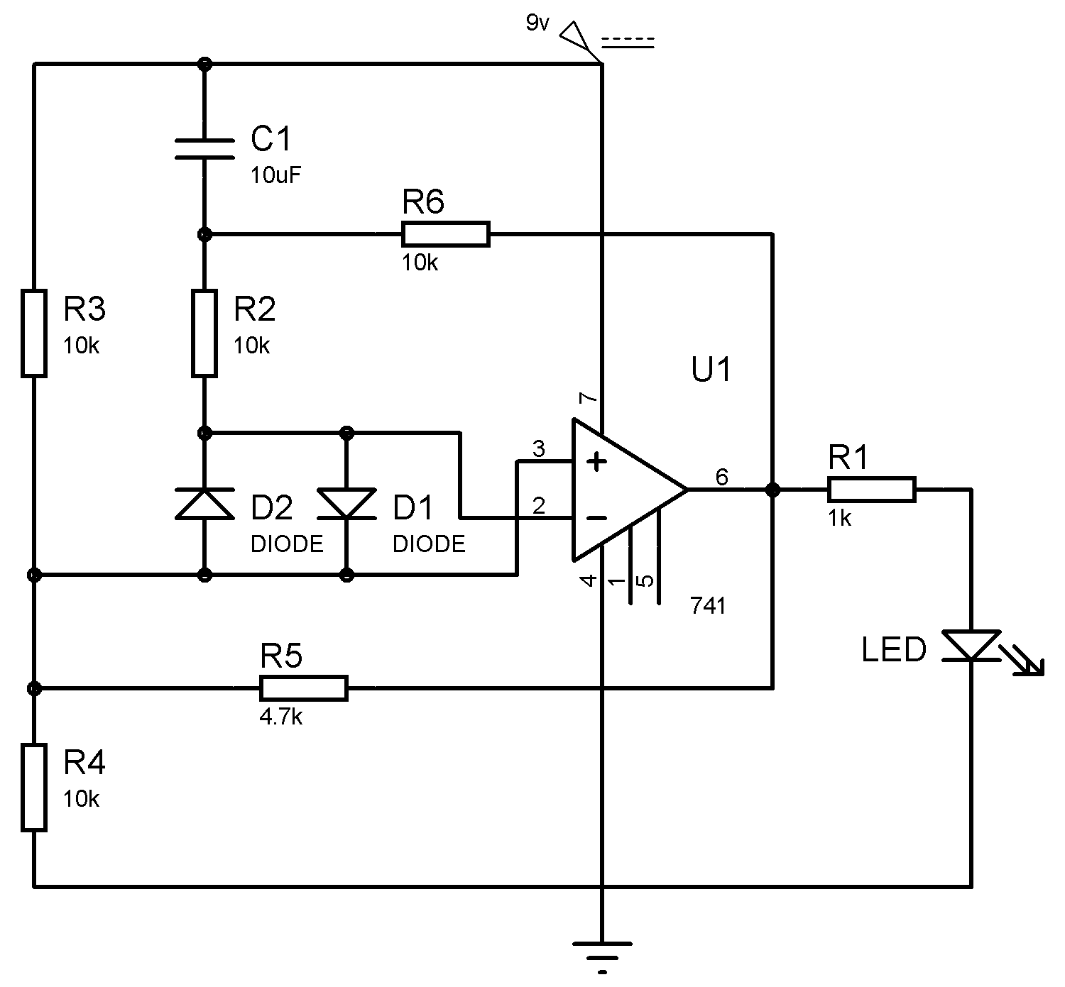 Op-amp IC LM741 Tester Circuit Diagram