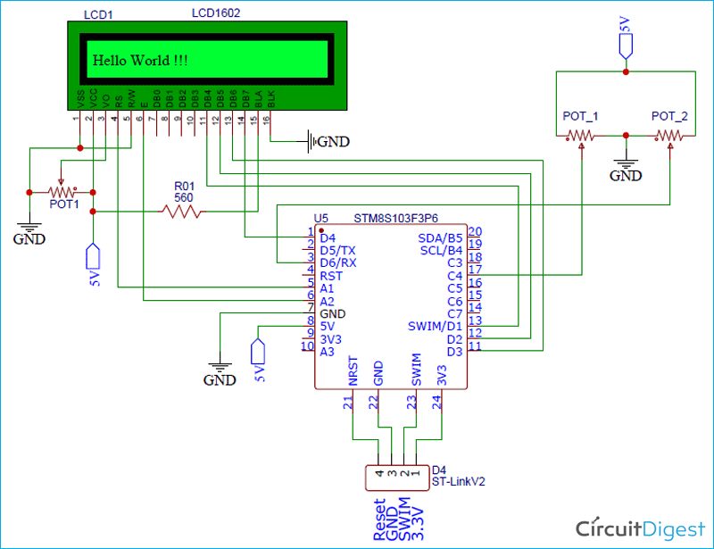 ADC on STM8S Microcontroller Circuit Diagram