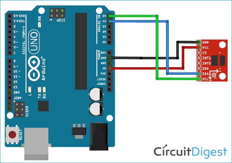 ADXL345 Arduino Circuit Diagram