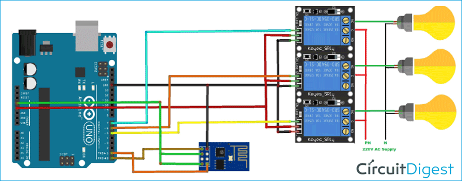 Alexa controlled Home Automation Circuit Diagram