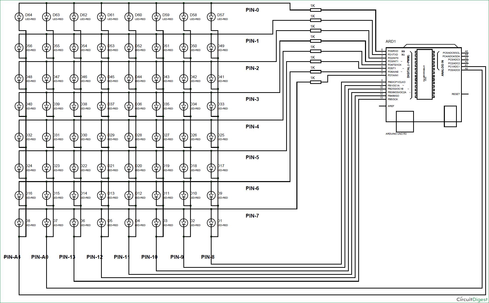 Scrolling Text Display on 8x8 LED Matrix using Arduino