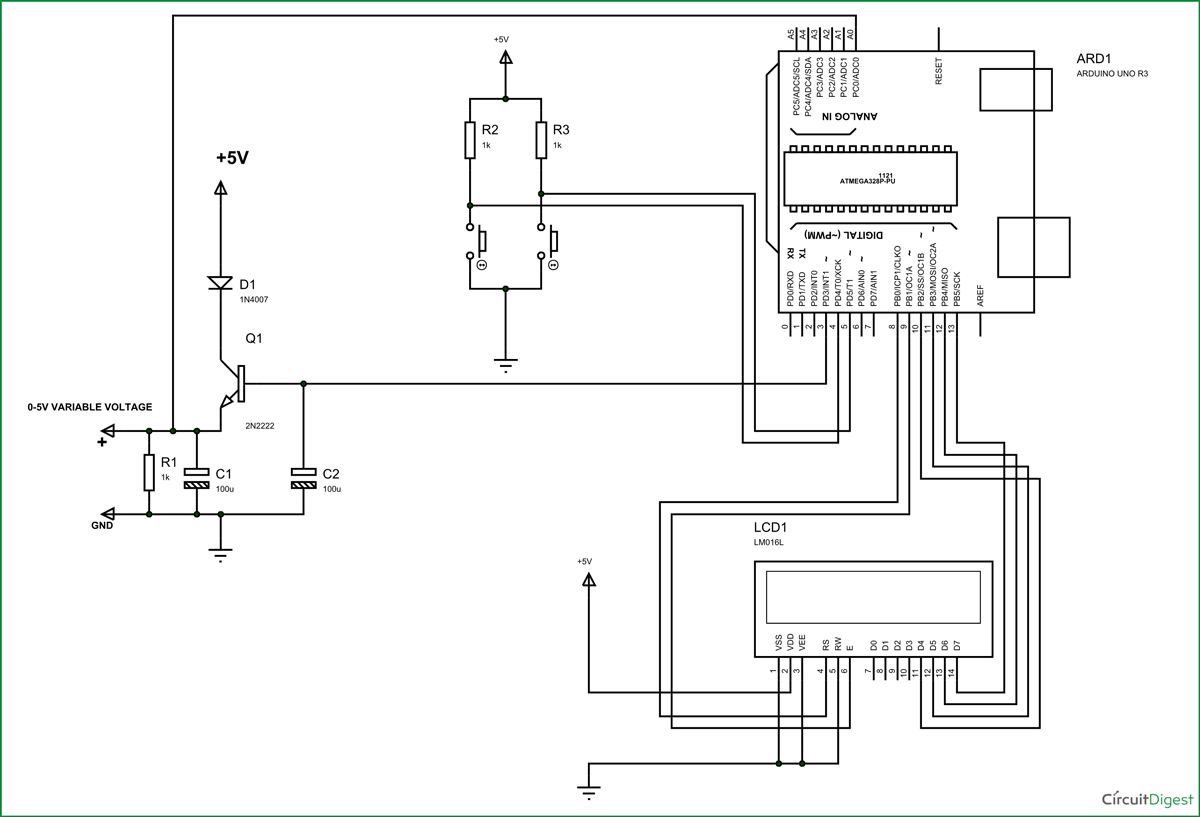 Arduino Based Variable Power Supply Circuit Diagram and Code