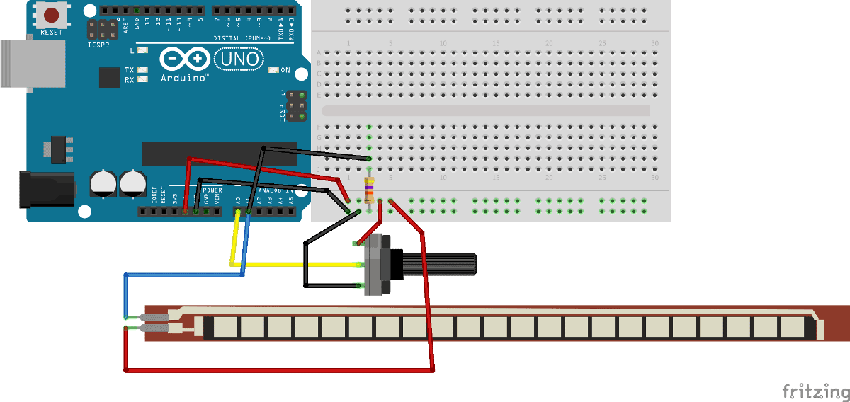 Arduino based Angry bird game controller using flex sensor circuit diagram