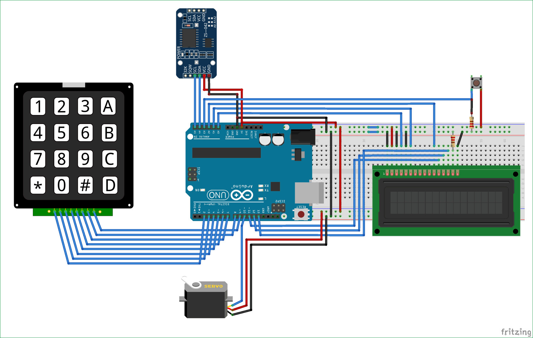 Automatic Pet Feeder circuit diagram using Arduino