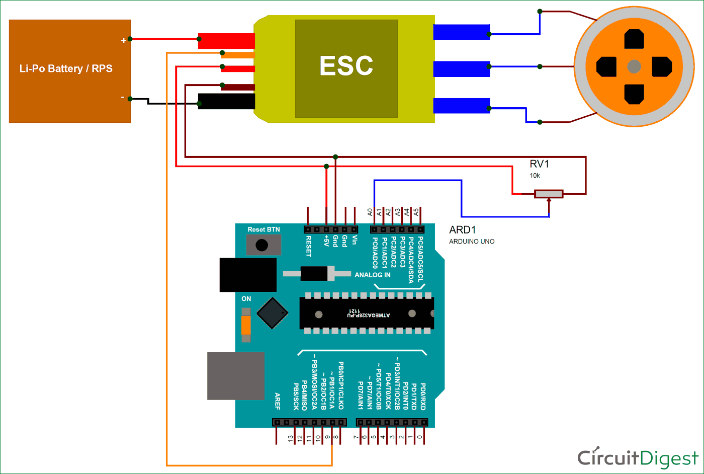 Arduino BLDC Motor Control Circuit Diagram