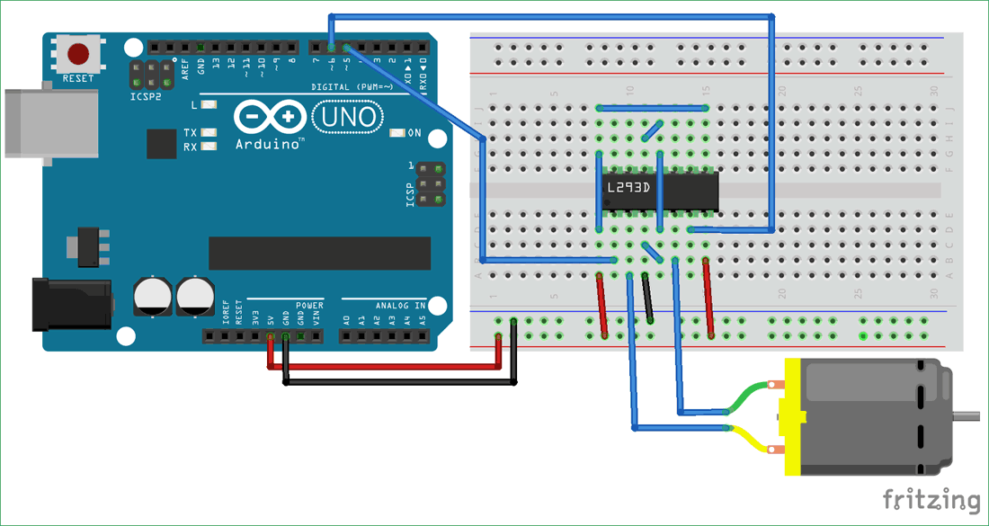 Circuit Diagram for DC Motor Control Using MATLAB and Arduino