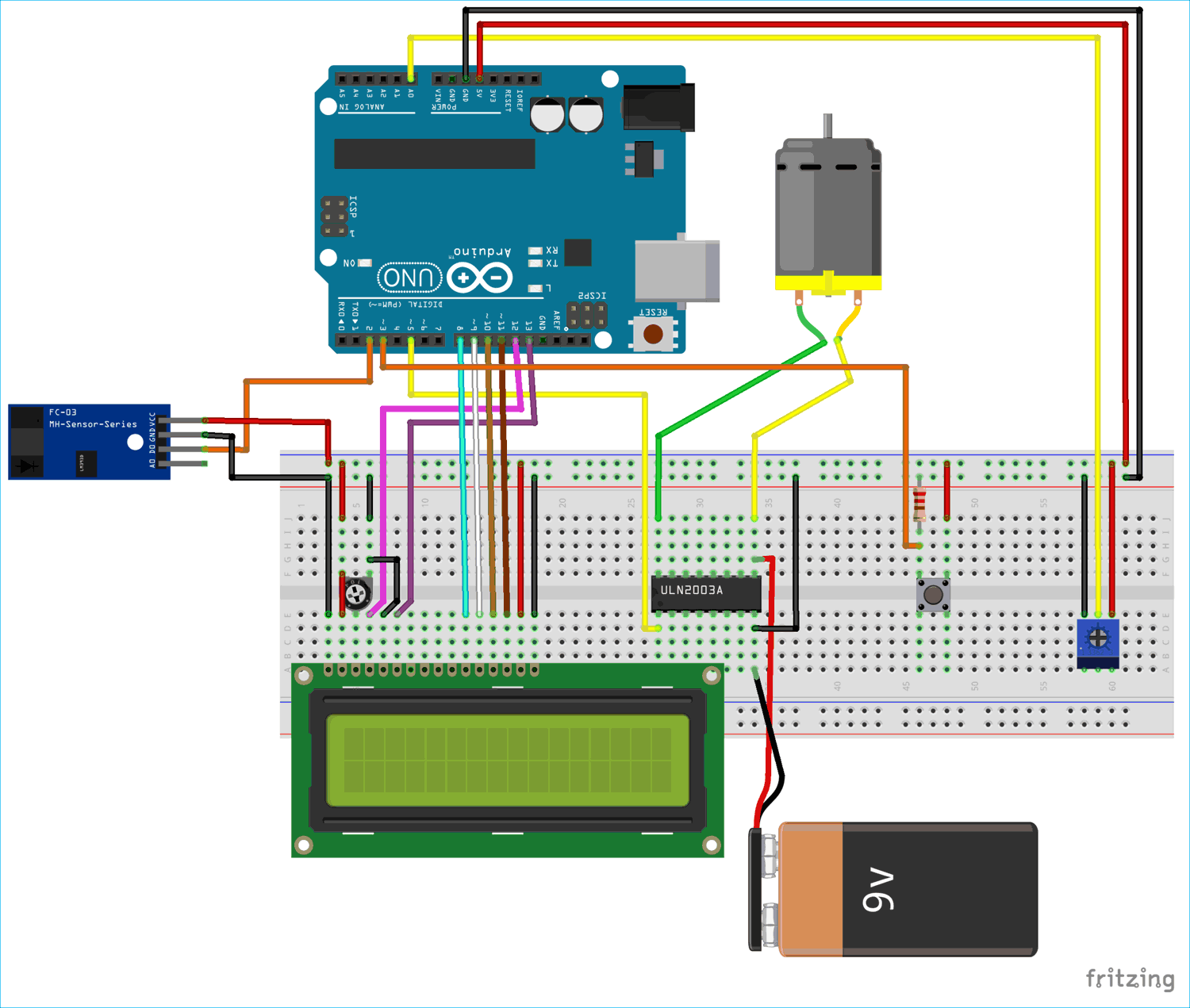 Circuit Diagram for Digital Taxi Fare Meter using Arduino
