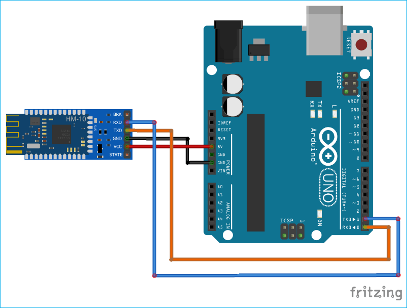Arduino HM-10 BLE Module Connection Circuit Diagram
