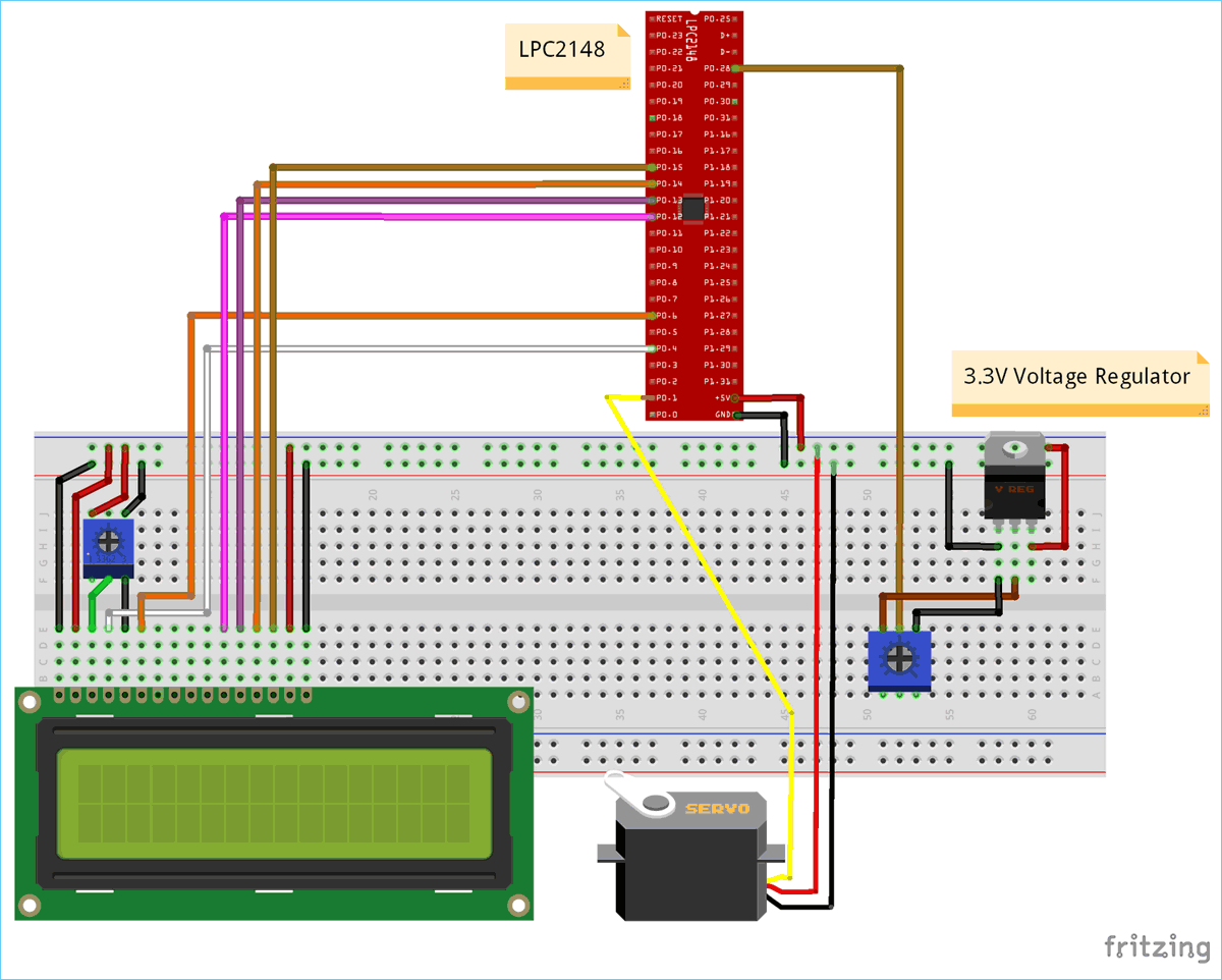 Circuit Diagram for Interfacing Servo Motor with ARM7-LPC2148