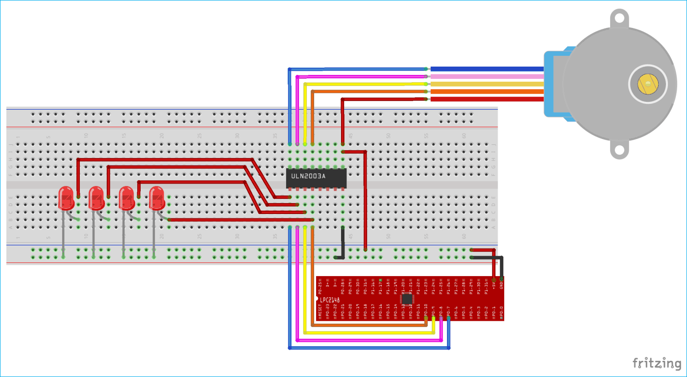 Circuit Diagram for Interfacing Stepper Motor with ARM7-LPC2148
