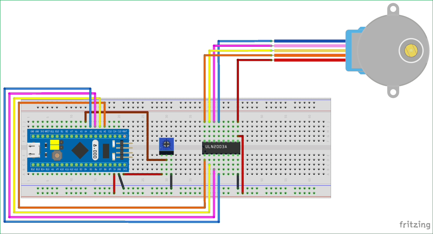 Circuit Diagram for Interfacing Stepper Motor with STM32F103C8