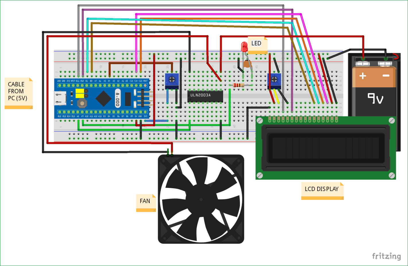 Circuit Diagram for Pulse width Modulation with STM32F103C8