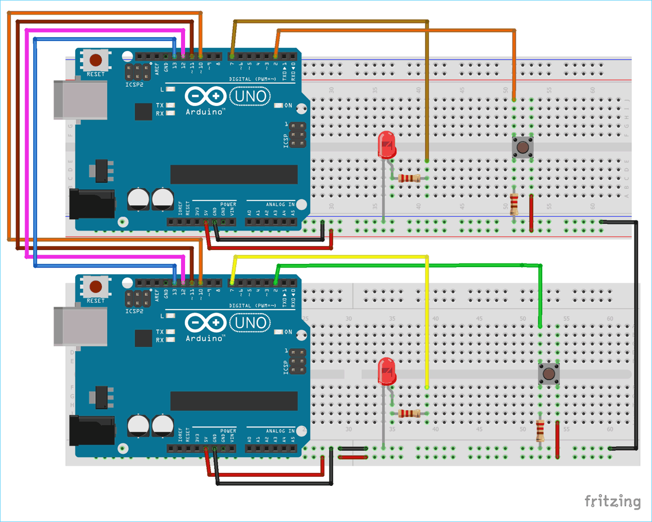SPI Communication between Two Arduino Circuit Diagram