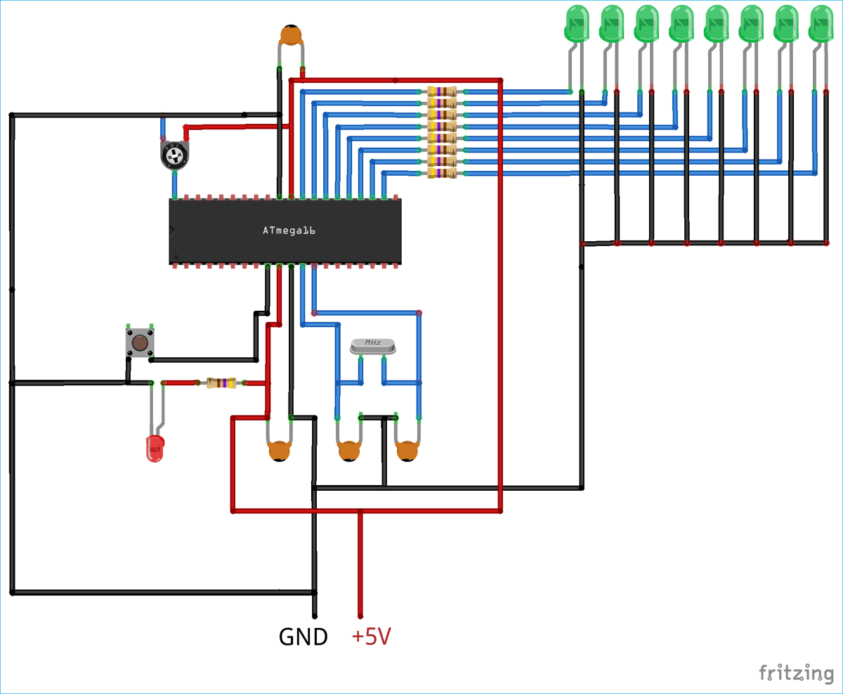 Circuit Diagram for using ADC AVR Microcontroller Atmega16