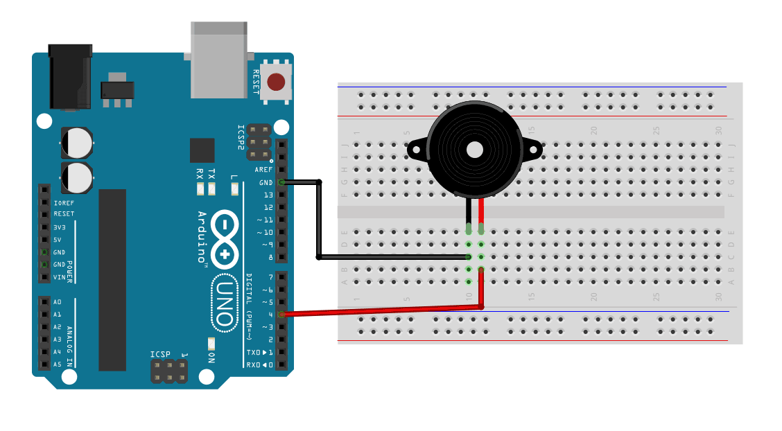 Circuit Diagram of Active buzzer with Arduino