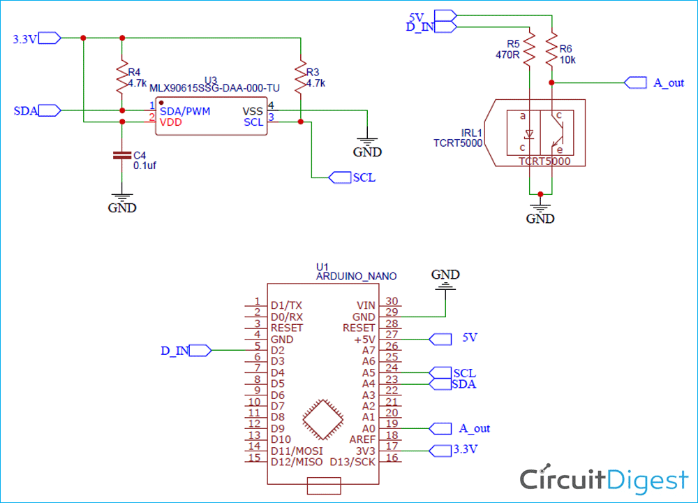 Contactless Smart IR Thermometer Circuit Diagram