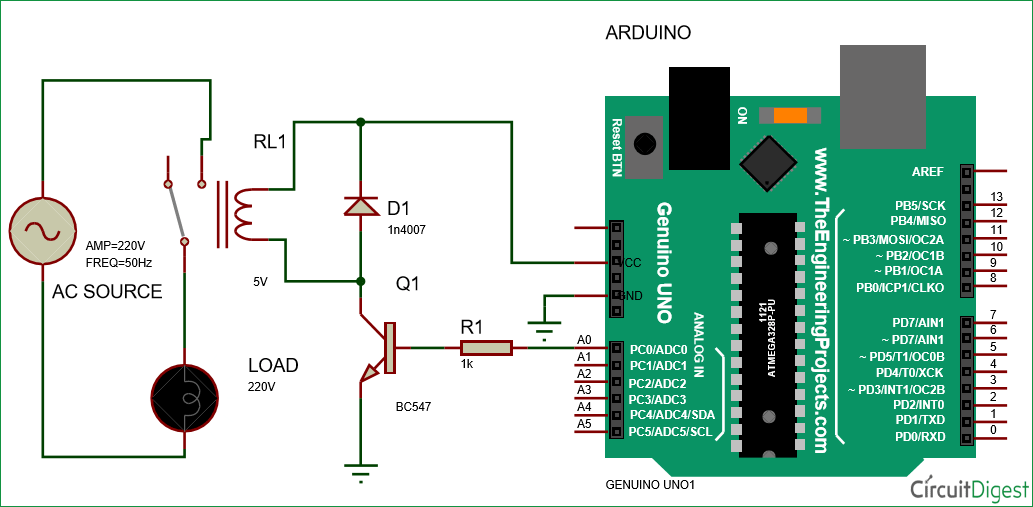 Arduino Relay Control Circuit Diagram