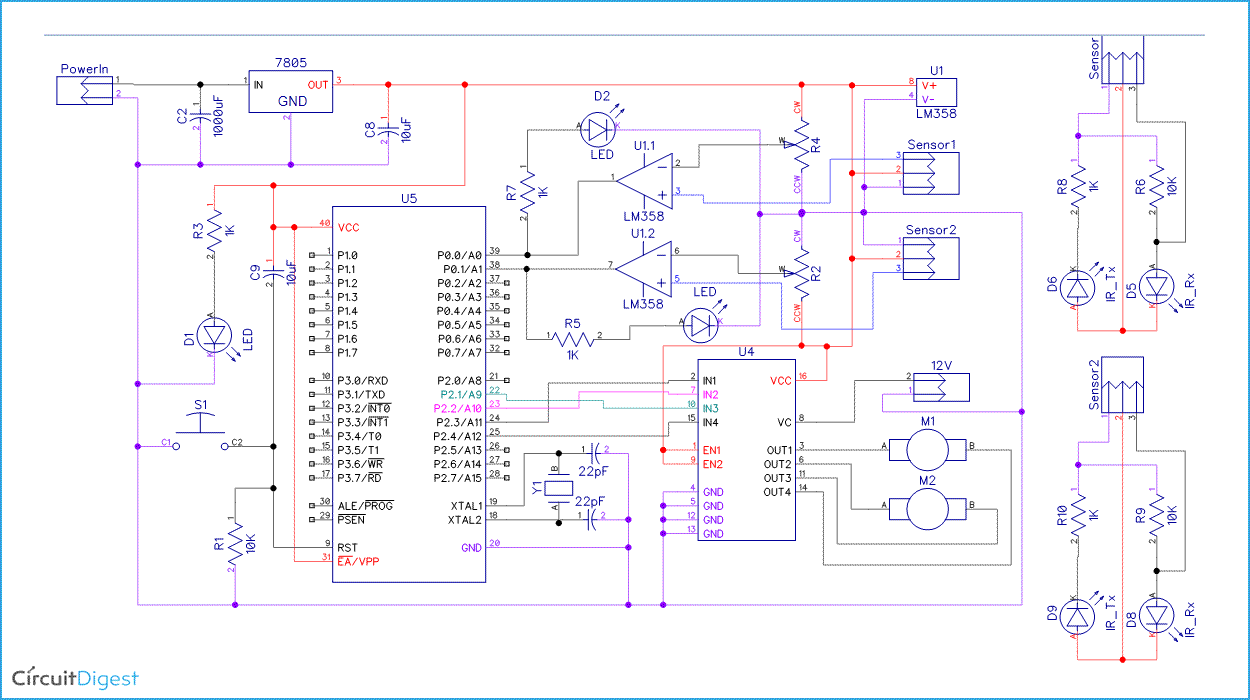 Edge Avoiding Robot Circuit Diagram