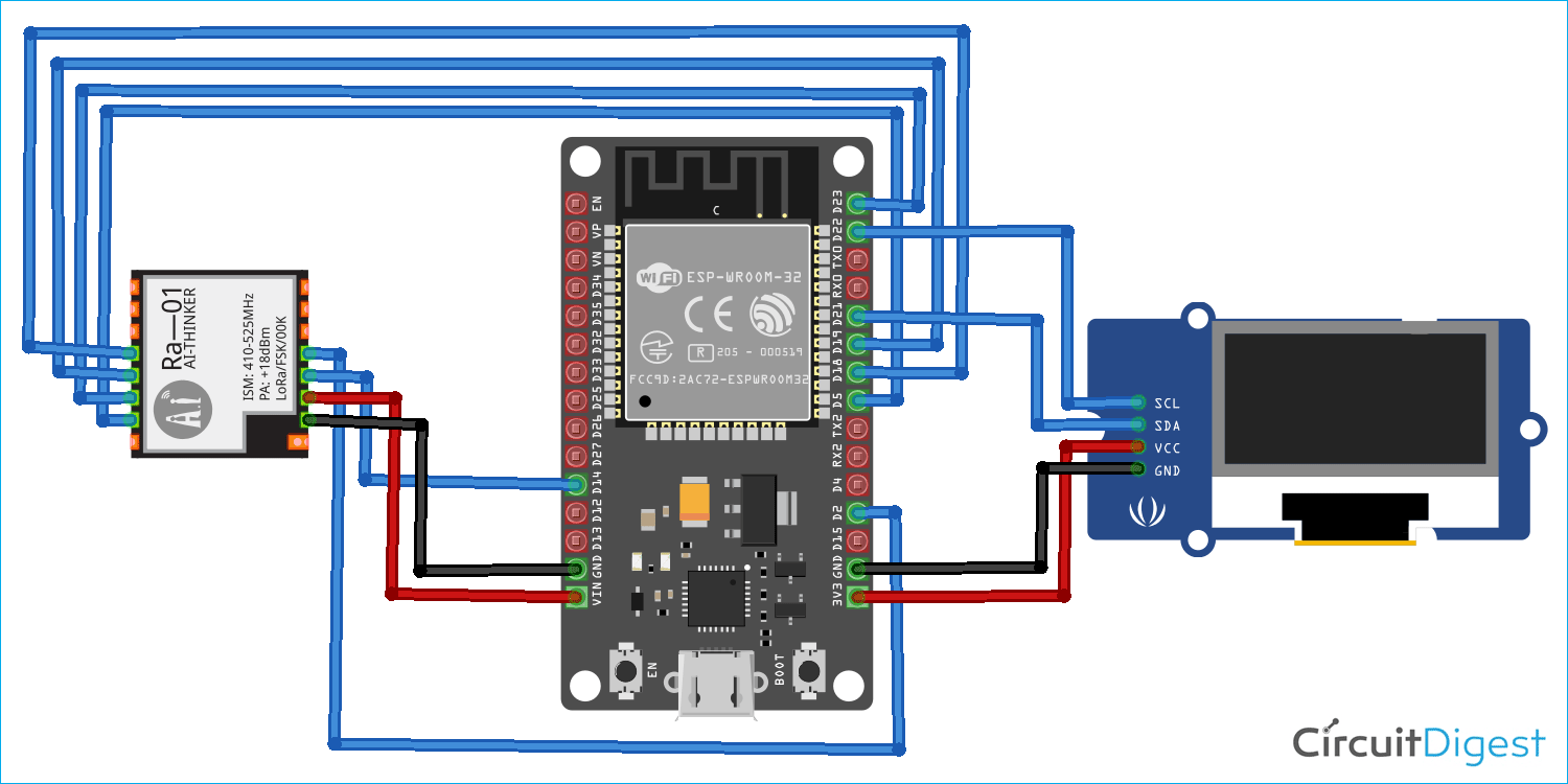 ESP32 SX1278 LoRa Module Circuit Diagram