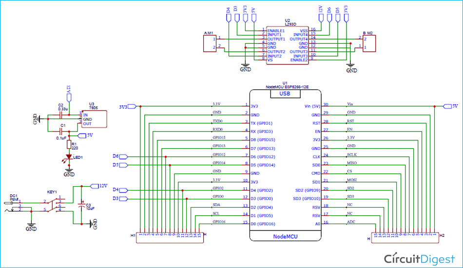 L293D Motor Driver Shield Circuit Diagram