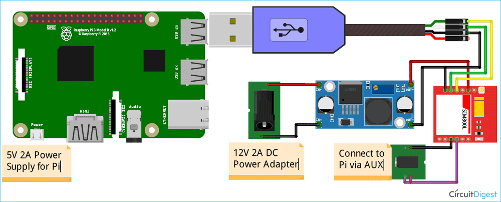 Raspberry Pi IVR System Circuit Diagram
