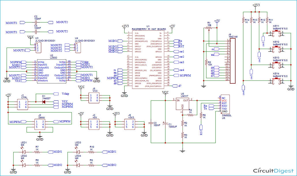 Raspberry Pi Motor Driver HAT Circuit Diagram