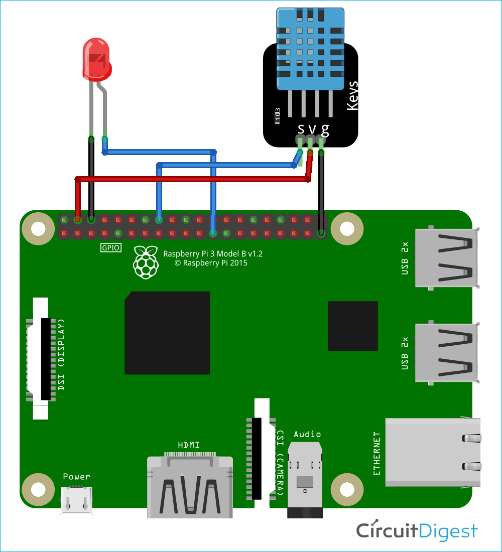 Raspberry Pi with DHT11 Circuit Diagram