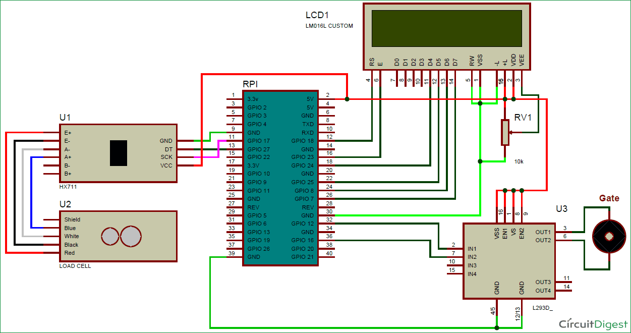 Raspberry-pi-weight-sensing-automatic-gate-using-load-cell-circuit