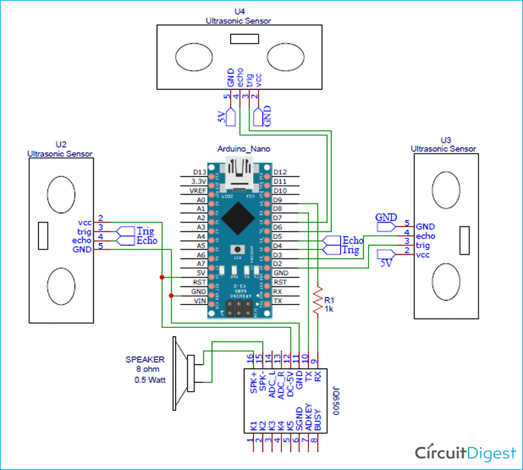 Smart Blind Stick Circuit Diagram