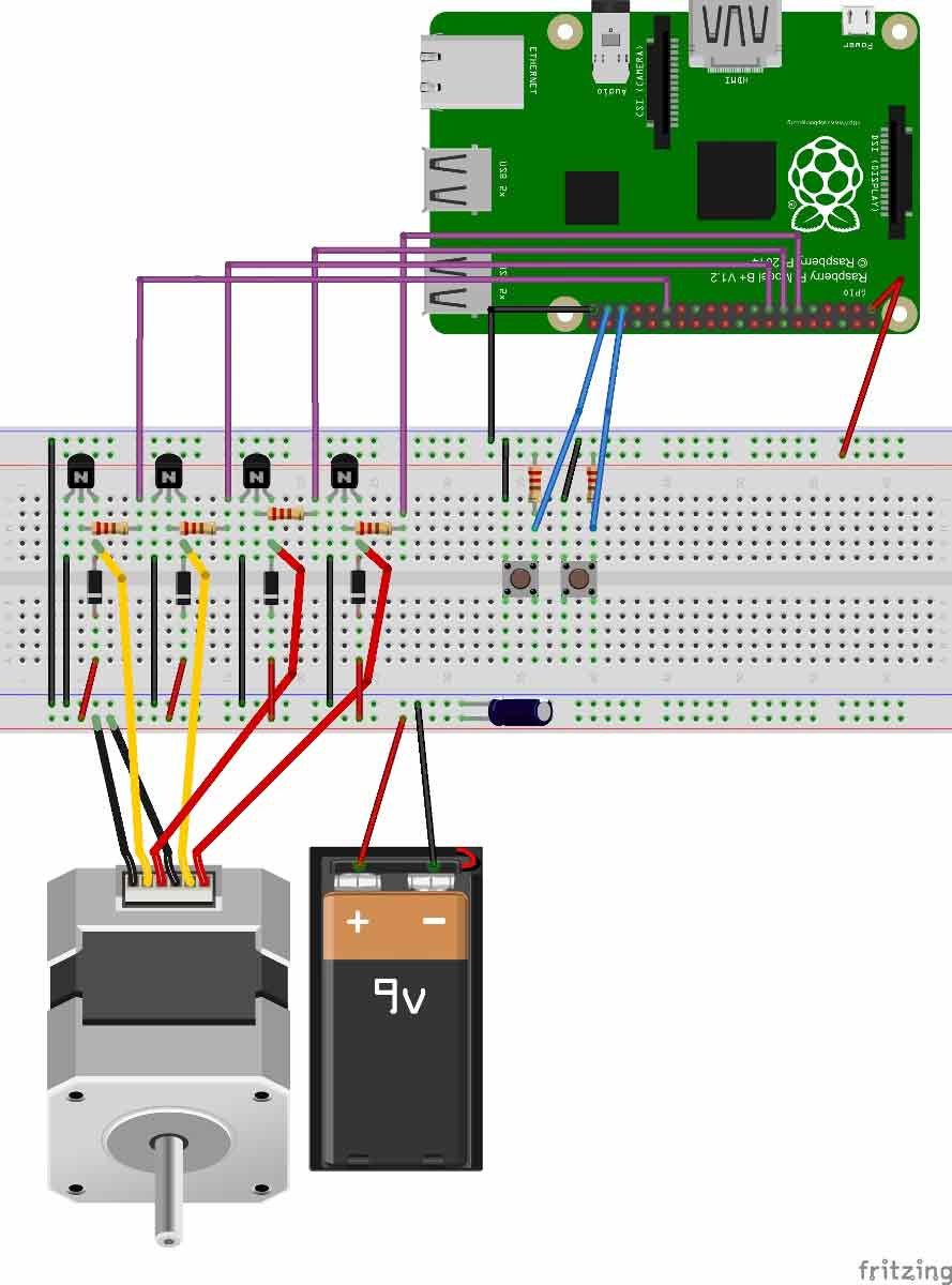 Controlling Stepper Motor with Raspberry Pi Circuit diagram