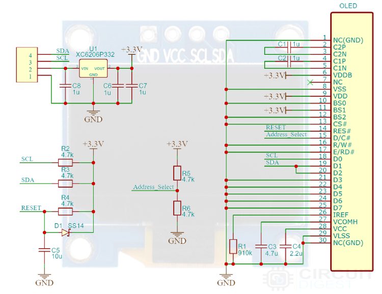 I2C OLED Module Schematic