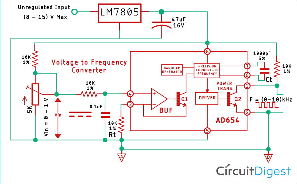 Voltage to Frequency Converter Circuit Diagram