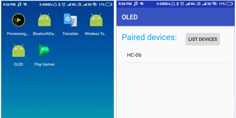 Android app for Interfacing OLED display with Android Phone