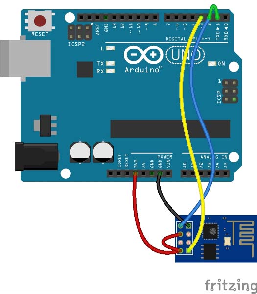 Arduino and Wifi module fritzing-circuit