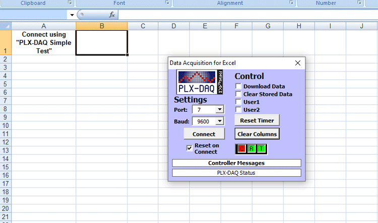 Excel Sheet PLX-DAQ Setting