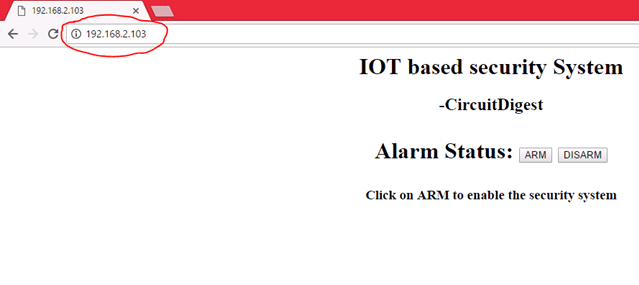 IoT security system web interface