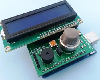 Smoke-detector-shield-over-Arduino-with-LCD