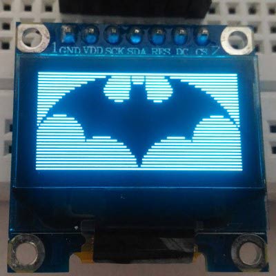 batman logo on Monochrome SSD1306 OLED-display