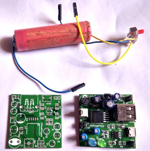 power bank pcb circuit for charging mobiles with lithium cell