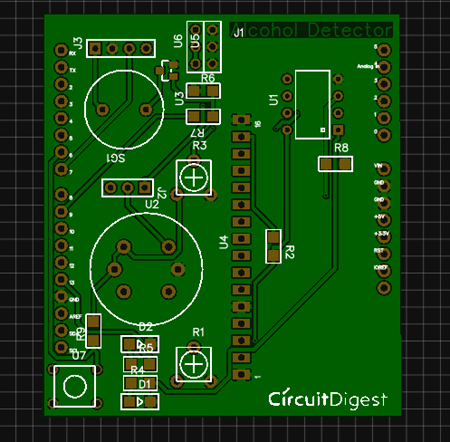 Arduino Alcohol Detector Circuit PCB