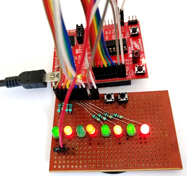 Blinking LED Sequence with MSP430G2